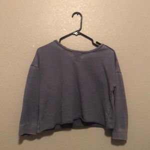Blue Long sleeve Crop Top